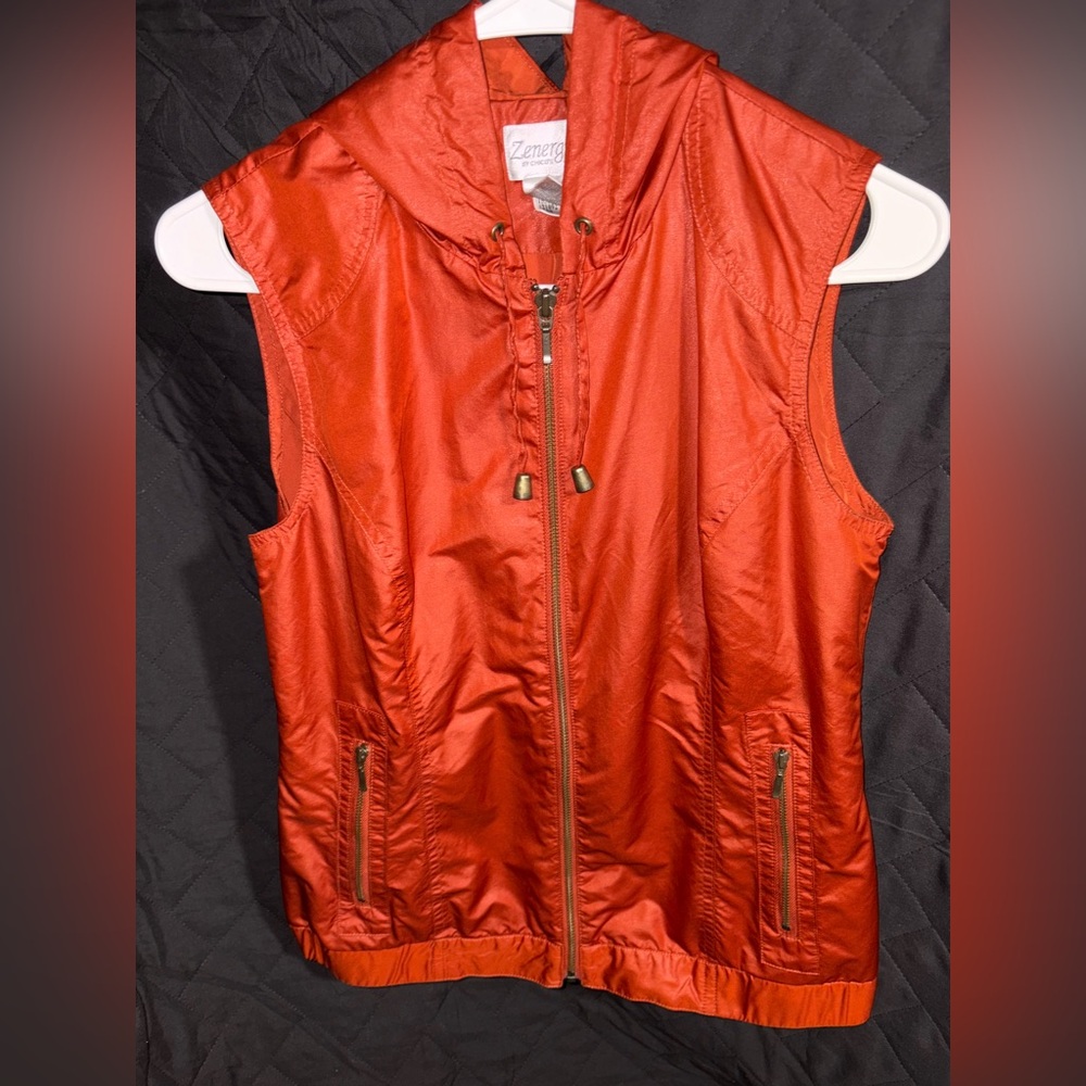 Chico's Zenergy Orange Hooded Vest #1087